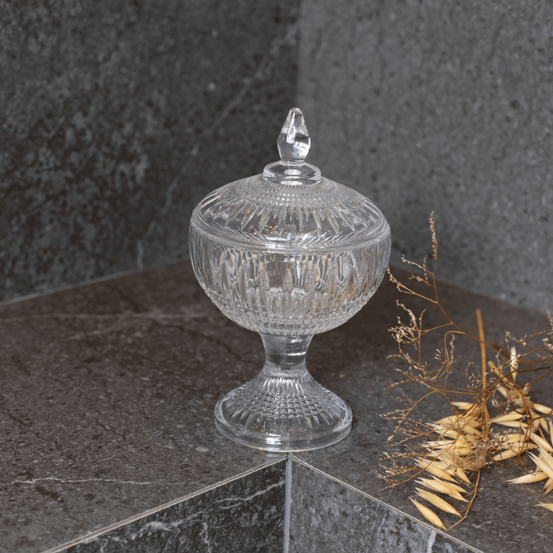Potiche Bomboniere em Cristal de Chumbo com Pé 18cm Queen