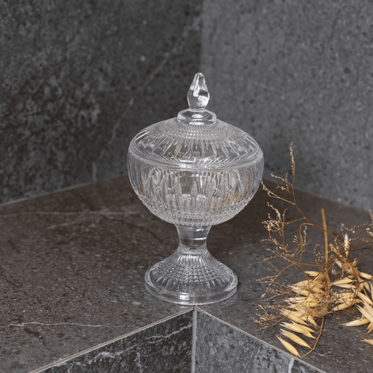 Potiche Bomboniere em Cristal de Chumbo com Pé 18cm Queen
