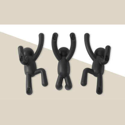 Buddy Conjunto Cabideiro Gancho de Parede Preto Umbra - 3 Peças