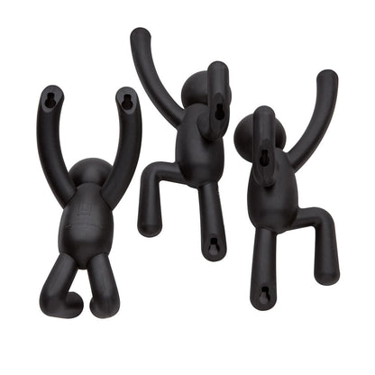 Buddy Conjunto Cabideiro Gancho de Parede Preto Umbra - 3 Peças