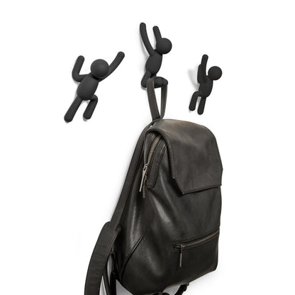 Buddy Conjunto Cabideiro Gancho de Parede Preto Umbra - 3 Peças