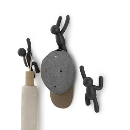 Buddy Conjunto Cabideiro Gancho de Parede Preto Umbra - 3 Peças