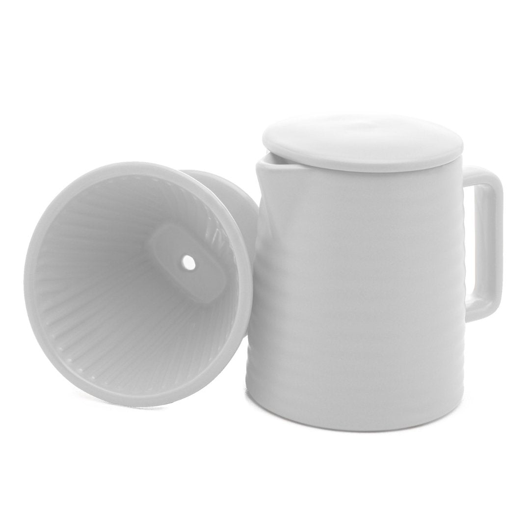 Bule com Suporte para Filtro em Cerâmica Branco 600ml