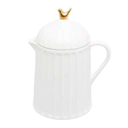Bule com Tampa em Cerâmica Branco 600ml Colibri