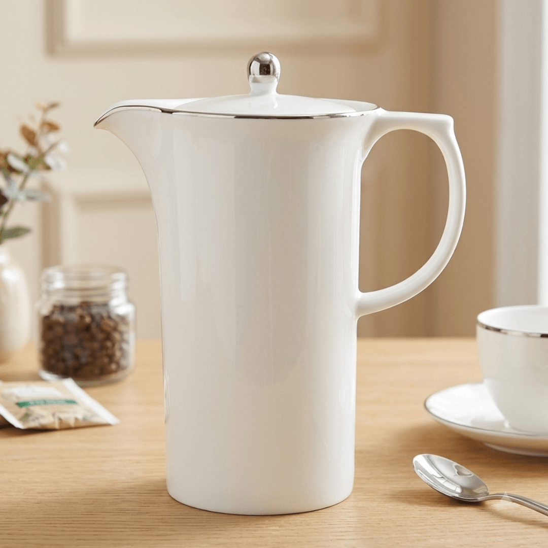 Bule com Tampa em Porcelana Isabel Branco 1,2 Litros