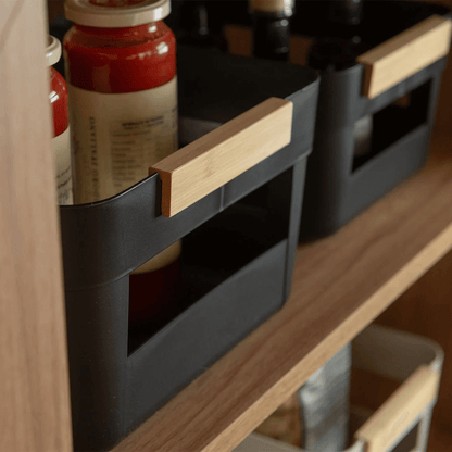 Cesto Lume Plástico e Bambu Preto 14L