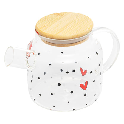 Chaleira de Vidro com Tampa de Bambu Heart 600ml