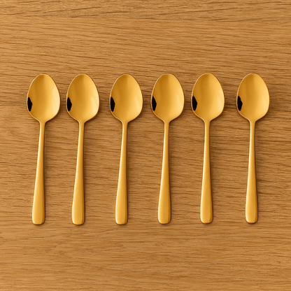 Jogo 6 Colheres para Café Viena Dourado 11cm