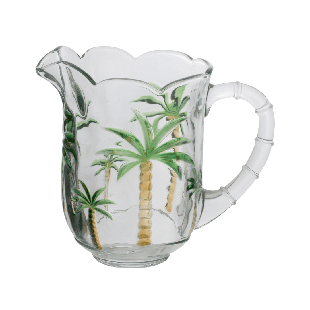 Conjunto 1 Jarra e 6 Taças Cristal de Chumbo Palm Hand Painting