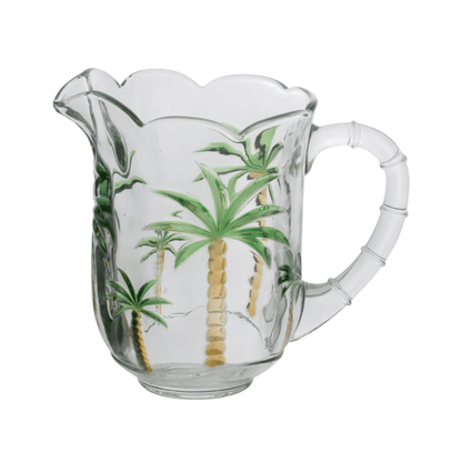 Conjunto 1 Jarra e 6 Taças Cristal de Chumbo Palm Hand Painting