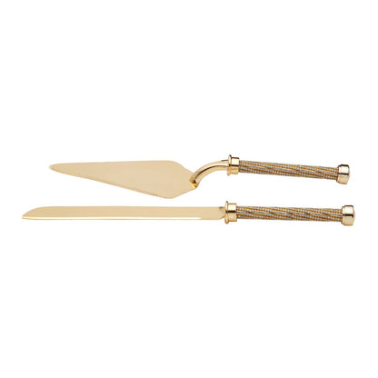 Conjunto Talheres com Cabo Dourado Zamac 32cm 2 Peças