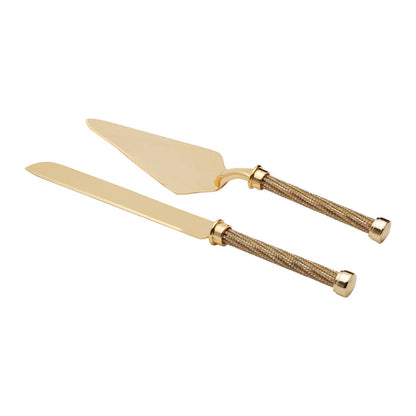 Conjunto Talheres com Cabo Dourado Zamac 32cm 2 Peças