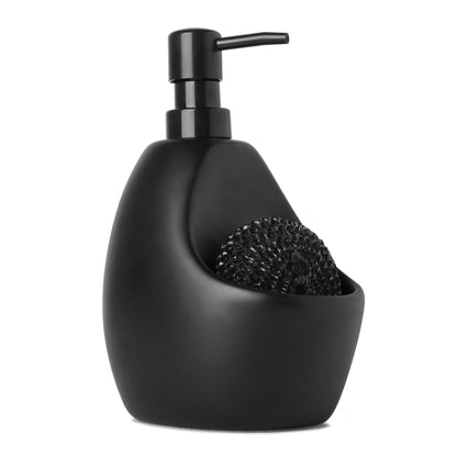Dispenser Porta Detergente com Esponja Joey Cerâmica Preto 591ml