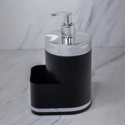 Dispenser Porta Detergente Organizador De Pia Preto e Cromado