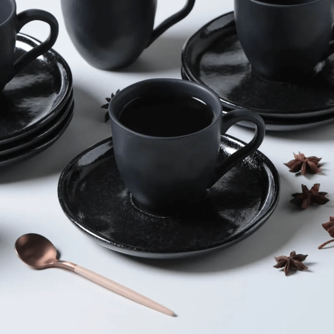 Jogo 6 Xicaras de Café com Pires Orgânico Eclipse 120ml