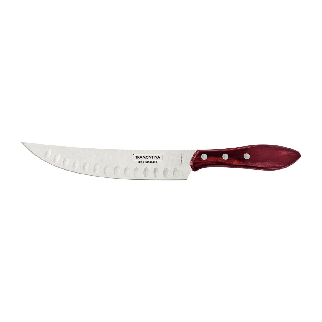 Faca para Carne Butcher em Aço Inox com Cabo Vermelho Polywood Tramontina