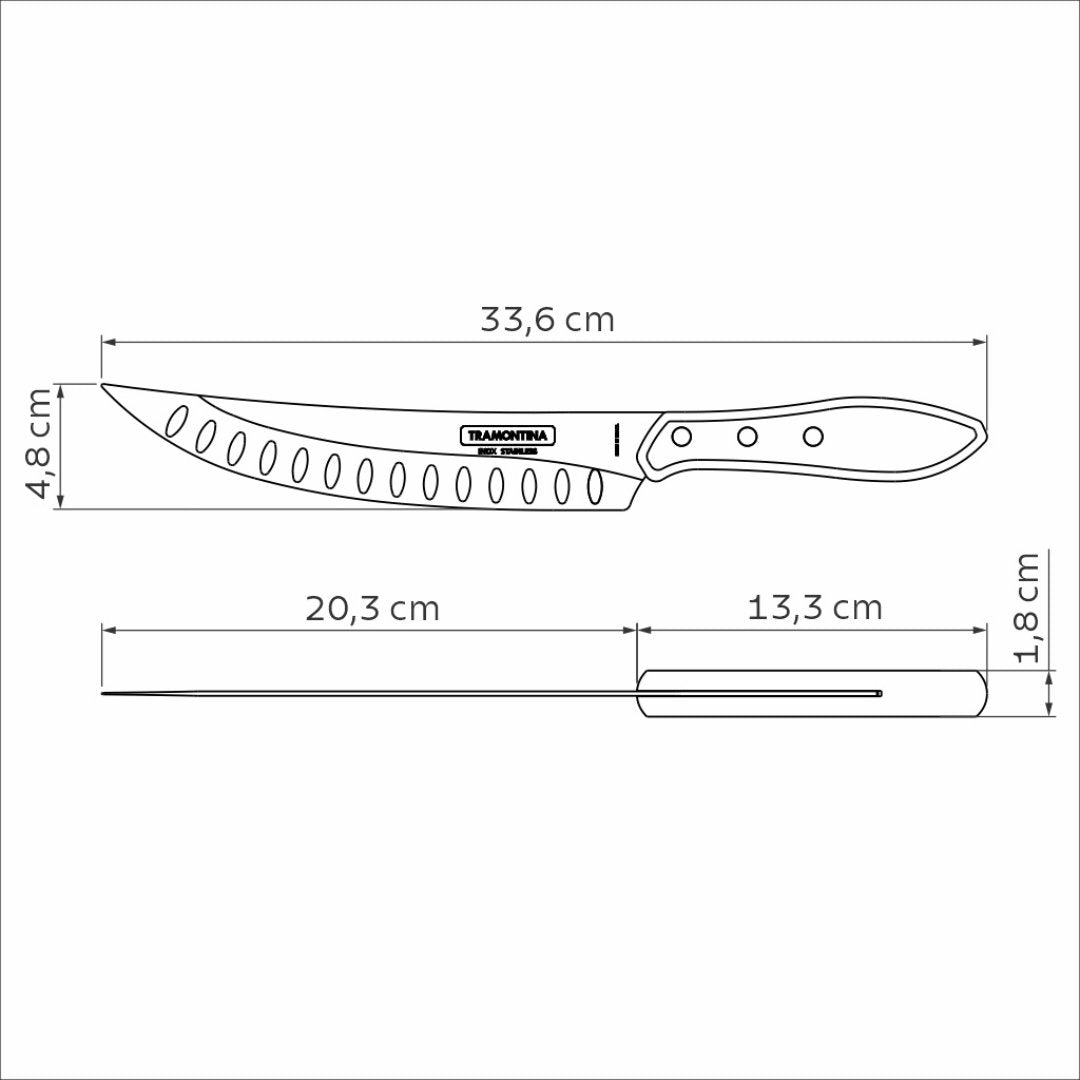 Faca para Carne Butcher em Aço Inox com Cabo Vermelho Polywood Tramontina