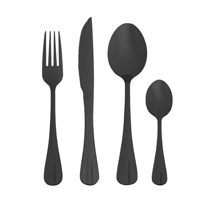 Faqueiro 24 Peças de Aço Inox Positano Preto Ônix