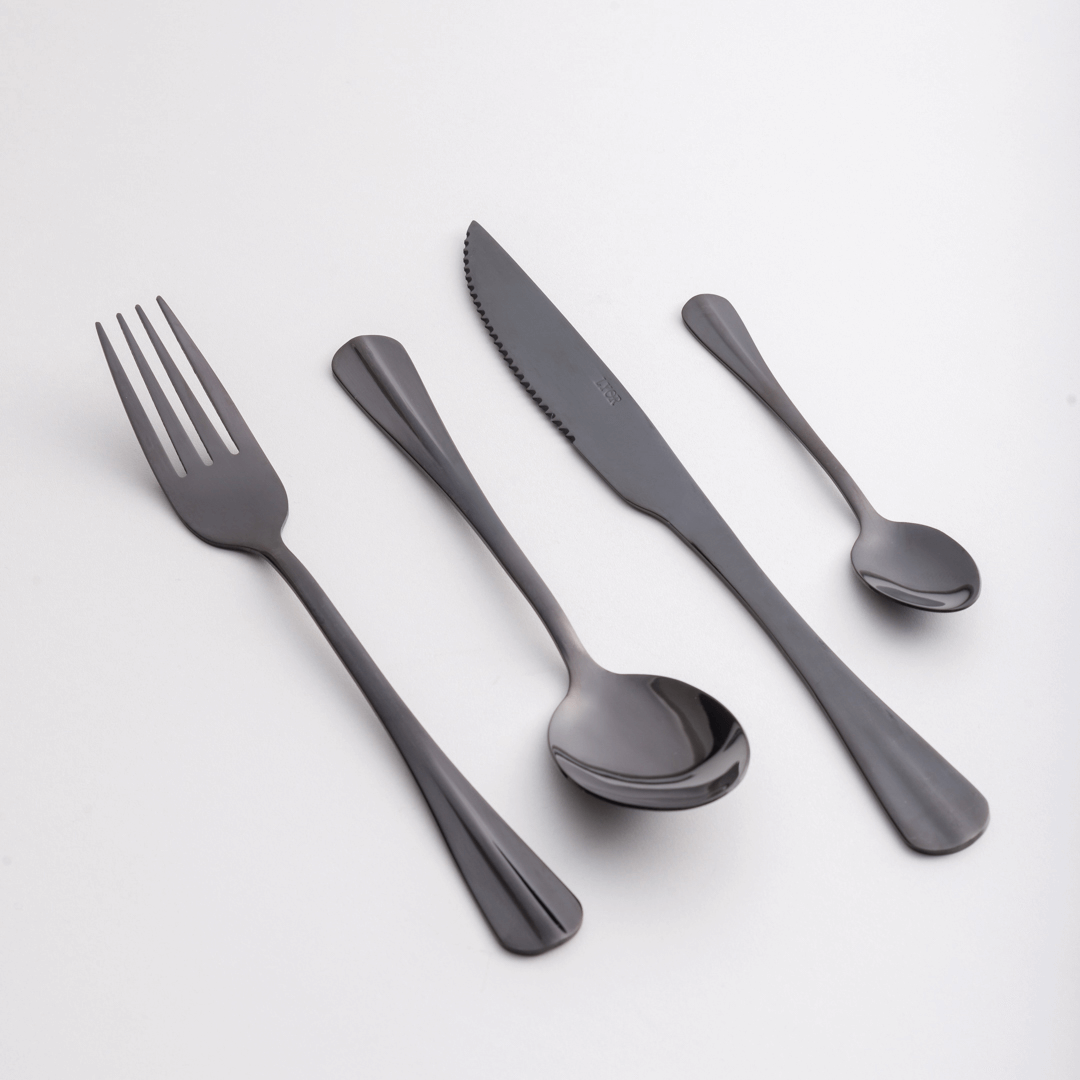Faqueiro 24 Peças de Aço Inox Positano Preto Ônix