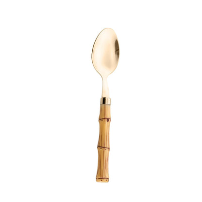 Faqueiro de Aço Inox com Cabo Plástico Bambu Dourado 24 Peças