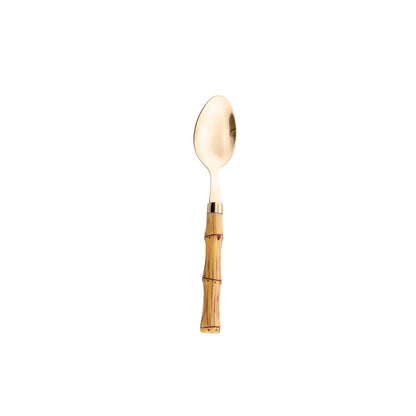 Faqueiro de Aço Inox com Cabo Plástico Bambu Dourado 24 Peças