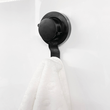 Gancho de Parede Preto Fosco com Ventosa Resistente 10,5cm