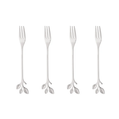 Jogo de Garfos para Aperitivo em Aço Inox Leaves 4 Peças