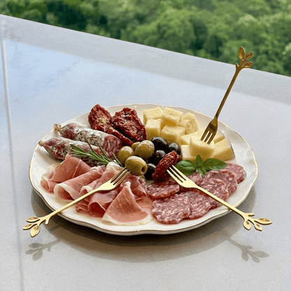 Jogo de Garfos para Aperitivo em Aço Inox Leaves Dourado 4 Peças