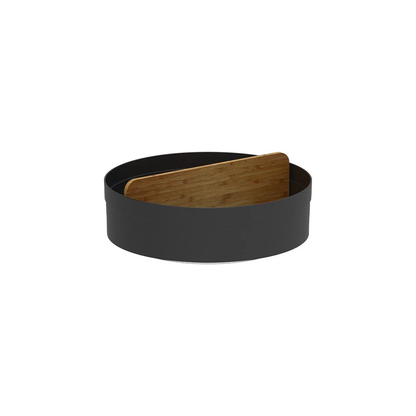 Organizador Giratório Lume com Divisória de Bambu Preto 25,5cm