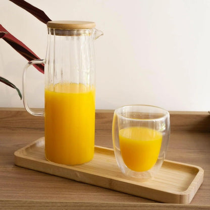 Jarra de Vidro com Tampa em Bambu 1,1L