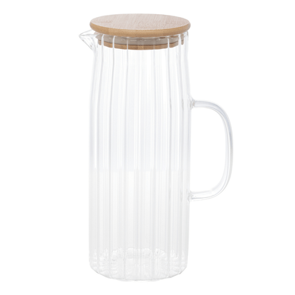 Jarra de Vidro com Tampa em Bambu 1,1L