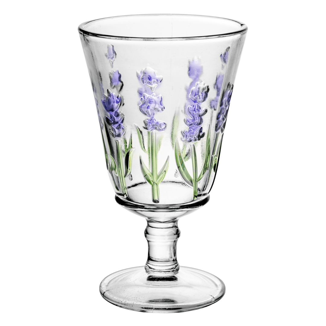 Jogo 1 Jarra com 6 Taças Cristal Lavanda Hand Painting