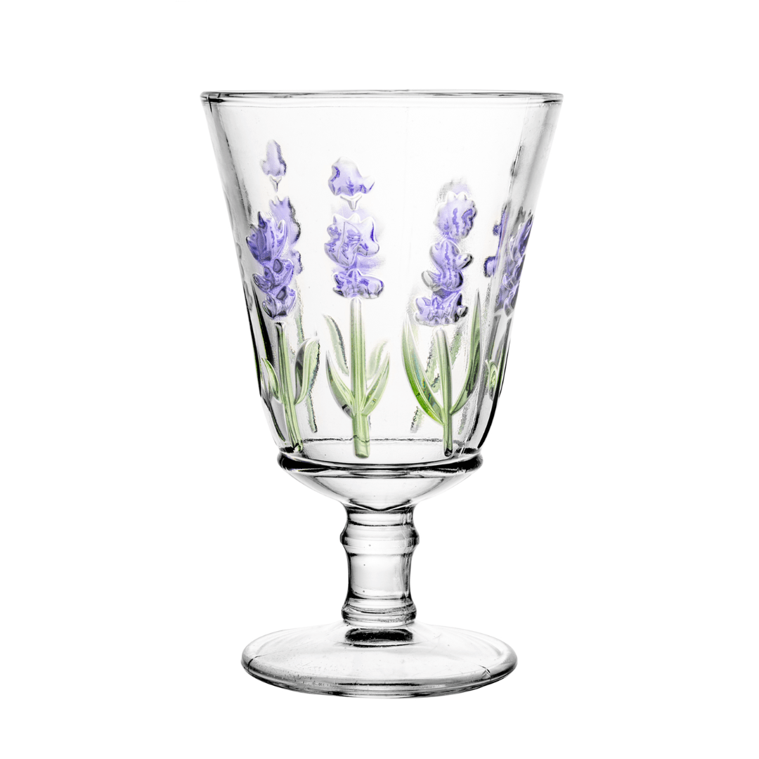 Jogo 1 Jarra com 6 Taças Cristal Lavanda Hand Painting