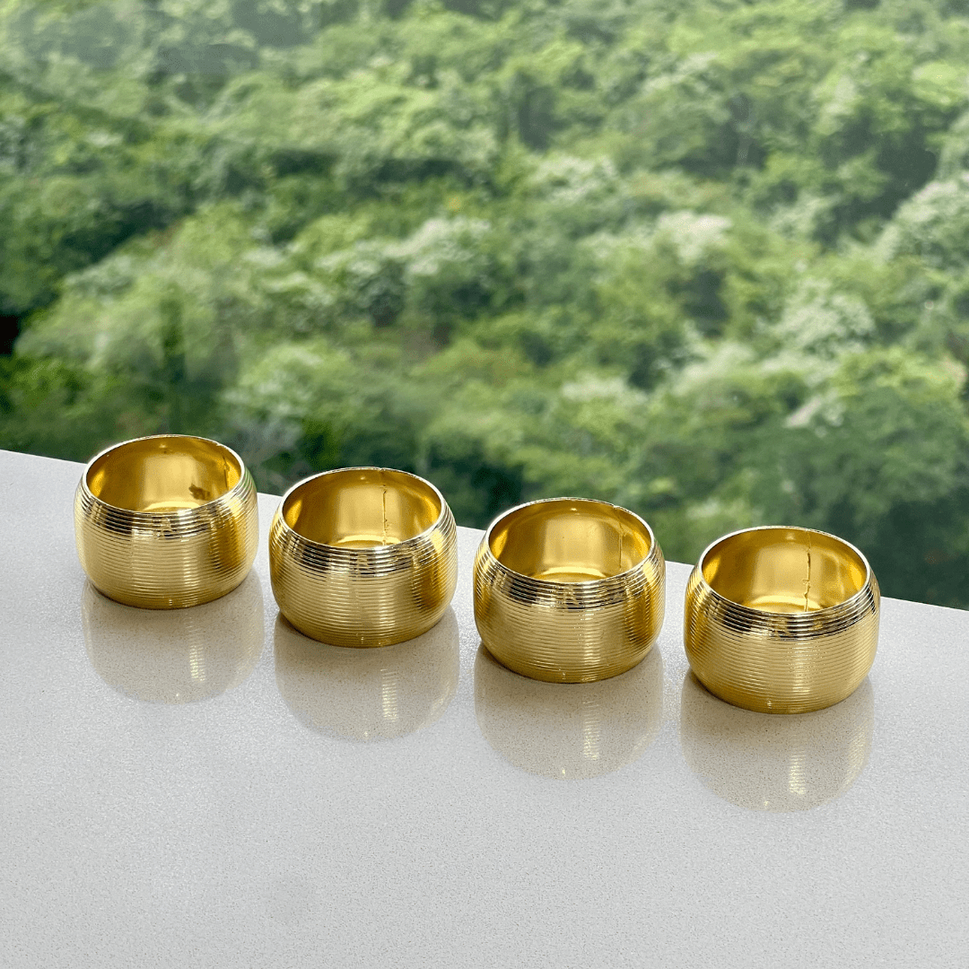 Jogo 4 Anéis para Guardanapo de Aço Circle Dourado 4,5cm