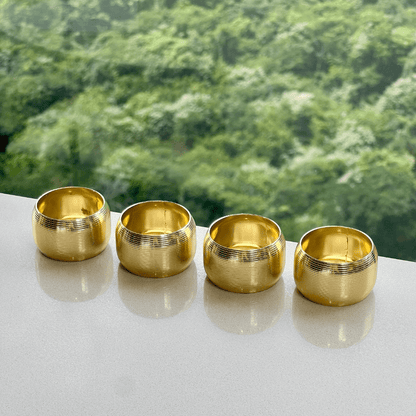Jogo 4 Anéis para Guardanapo de Aço Circle Dourado 4,5cm