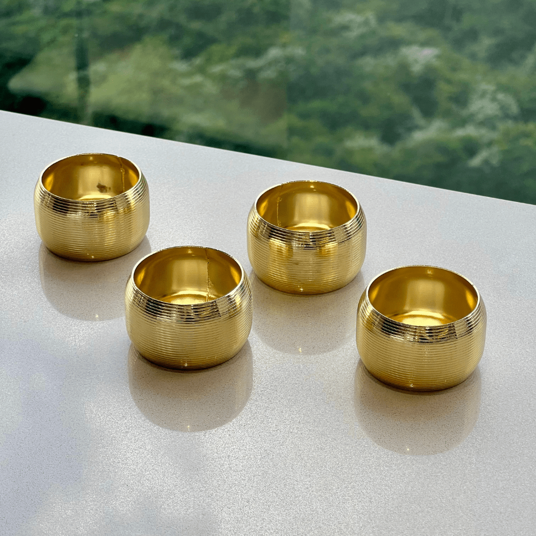 Jogo 4 Anéis para Guardanapo de Aço Circle Dourado 4,5cm