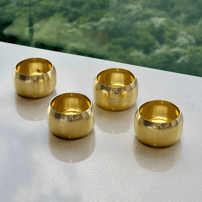 Jogo 4 Anéis para Guardanapo de Aço Circle Dourado 4,5cm