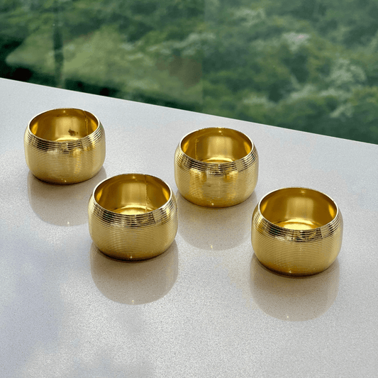 Jogo 4 Anéis para Guardanapo de Aço Circle Dourado 4,5cm
