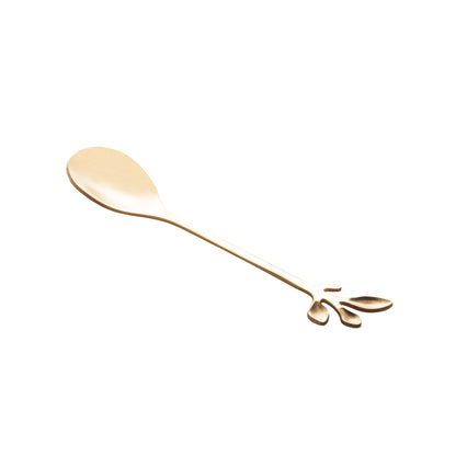 Jogo 4 Colheres Para Chá Aço Inox Leaves Dourado