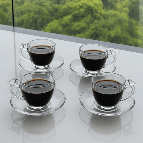 Jogo 4 Xícaras de Café Bird com Pires Cristal 80ml