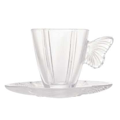 Jogo 4 Xicaras de Café com Pires de Vidro Butterfly 80ml
