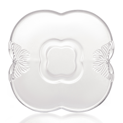 Jogo 4 Xícaras de Chá com Pires em Vidro Butterfly 180ml