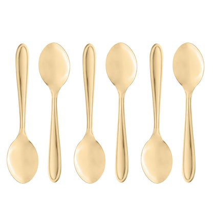 Jogo 6 Colheres para Sobremesa Gastro Aço Inox Dourado 13cm