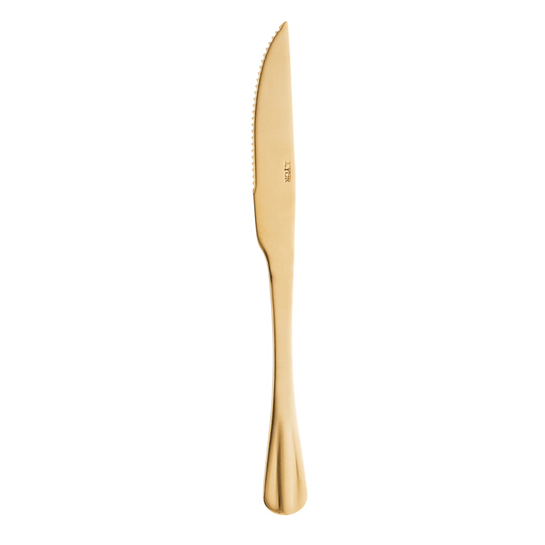 Jogo 6 Facas Churrasco Positano Dourado 23cm