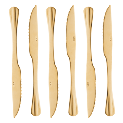 Jogo 6 Facas Churrasco Positano Dourado 23cm