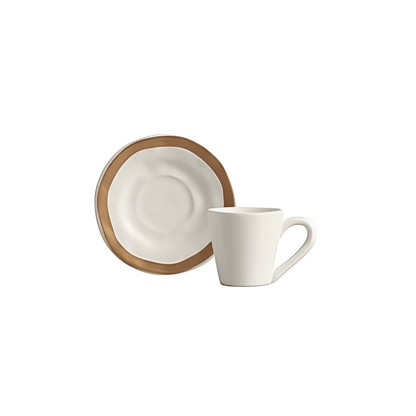 Jogo 6 Xícaras de Café Bege com Filete Amassada
