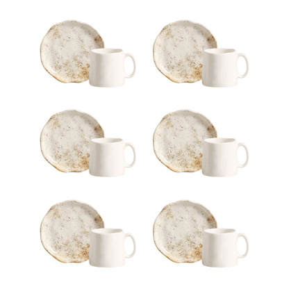 Jogo 6 Xícaras de Café com Pires Aspen Bege