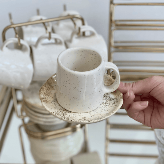 Jogo 6 Xícaras de Café com Pires Aspen Bege