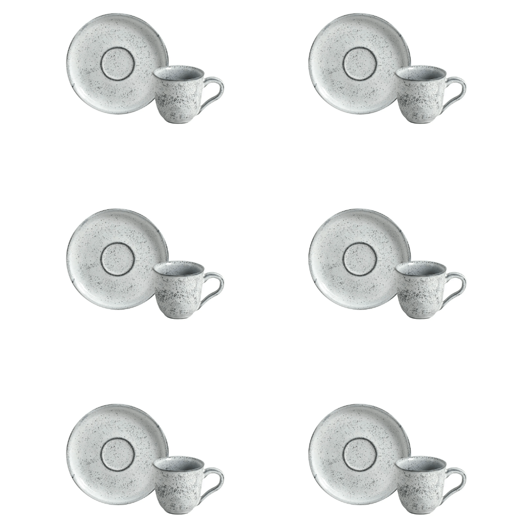Jogo 6 Xicaras de Café com Pires Bio Echo Branco 120ml