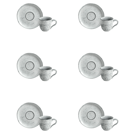 Jogo 6 Xicaras de Café com Pires Bio Echo Branco 120ml